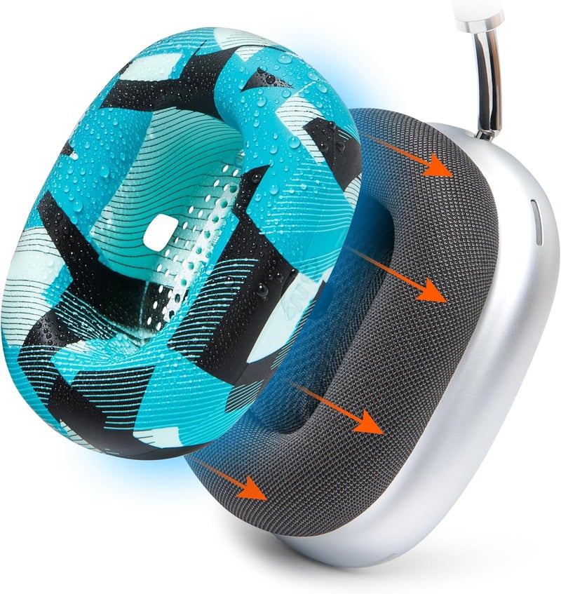 WC SweatZ Max - Patented Protective Earpad Covers for Airpods Max Made by Wicked Cushions | Sweatproof & Easily Washable | Full Earpad Sweat Protection | Cyan Prism - Image 1